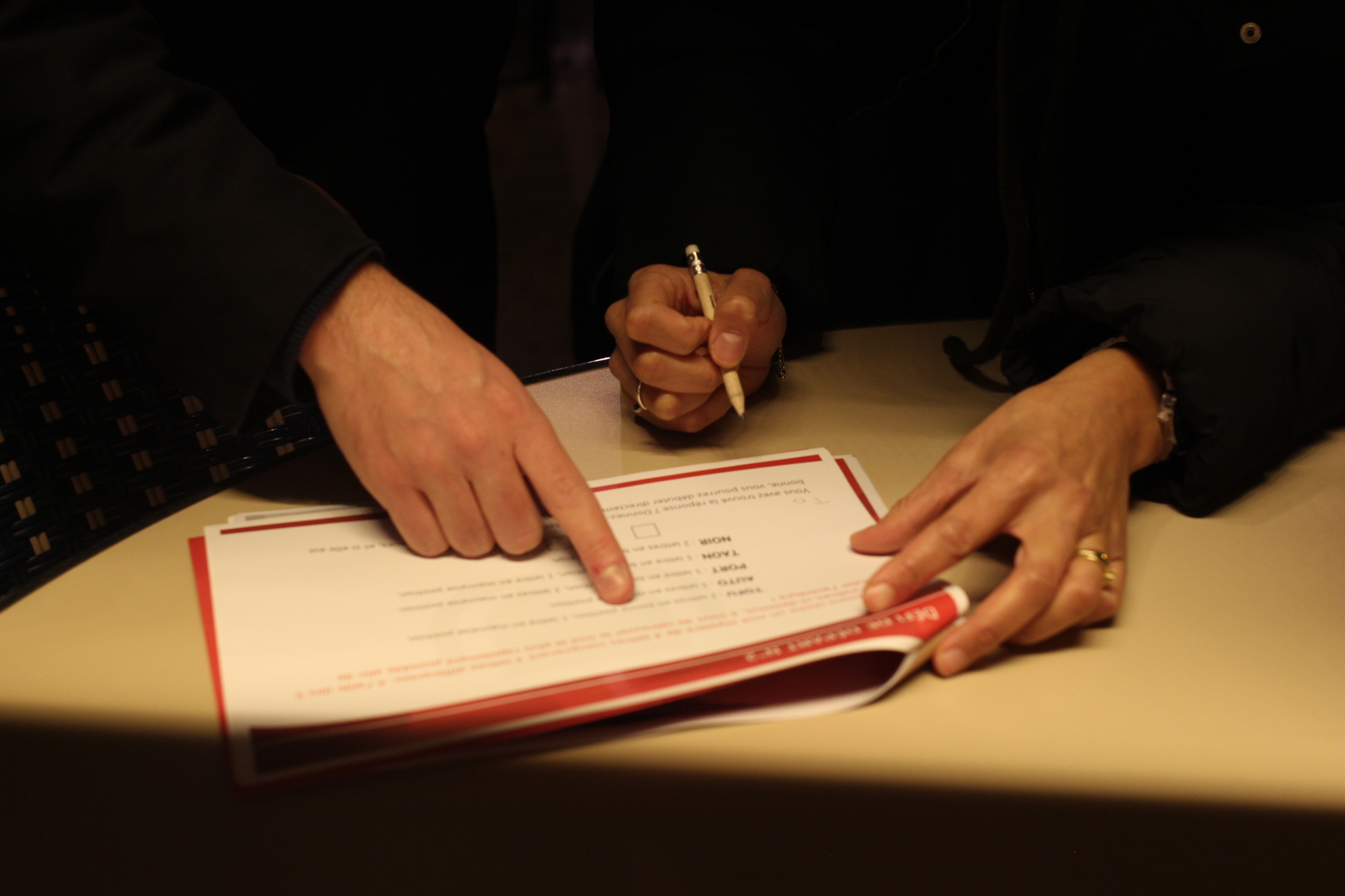 Mains de certains participants